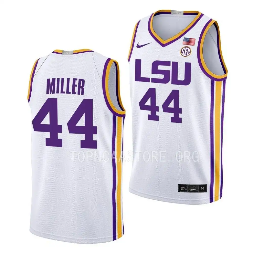 Men's LSU Tigers Adam Miller #44 White Limited 2022-23 NCAA Basketball Jersey